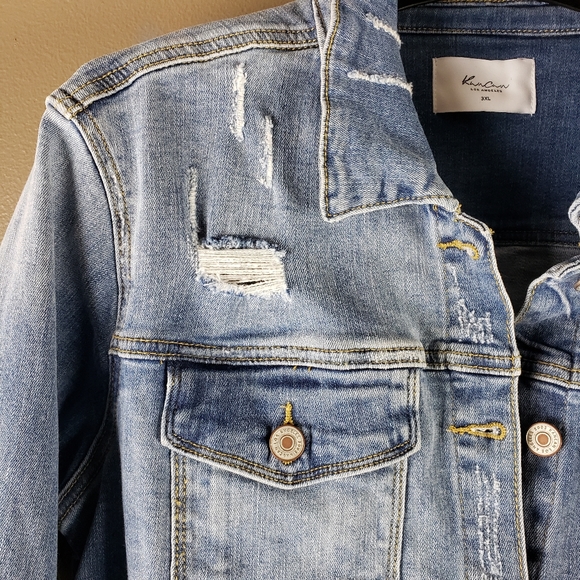 Kancan distressed denim jean jacket 3XL - Picture 4 of 13